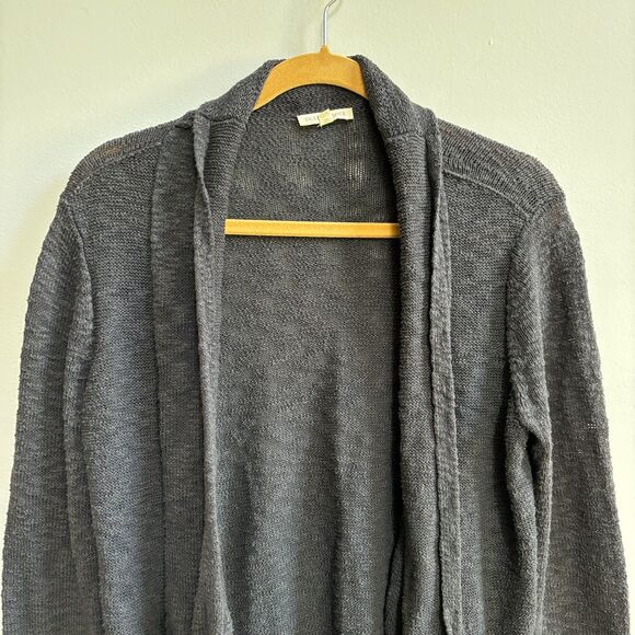 Eileen Fisher Organic Cotton Cardigan Sweater Womens Small Gray Open Front Knit - Picture 2 of 7
